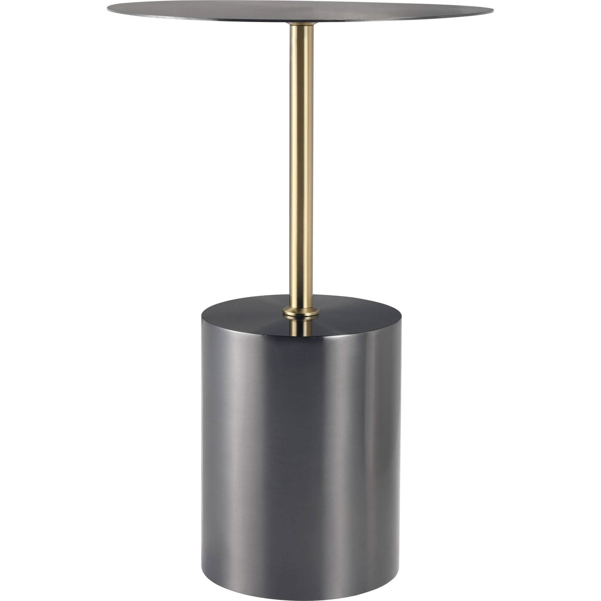 Malta Round Side Table Modern Accent End Table with Stainless Steel Pedestal Base Black Side Table LeisureMod