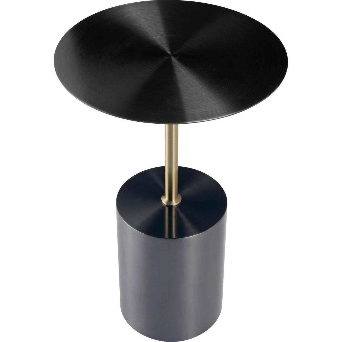 Malta Round Side Table Modern Accent End Table with Stainless Steel Pedestal Base Black Side Table LeisureMod