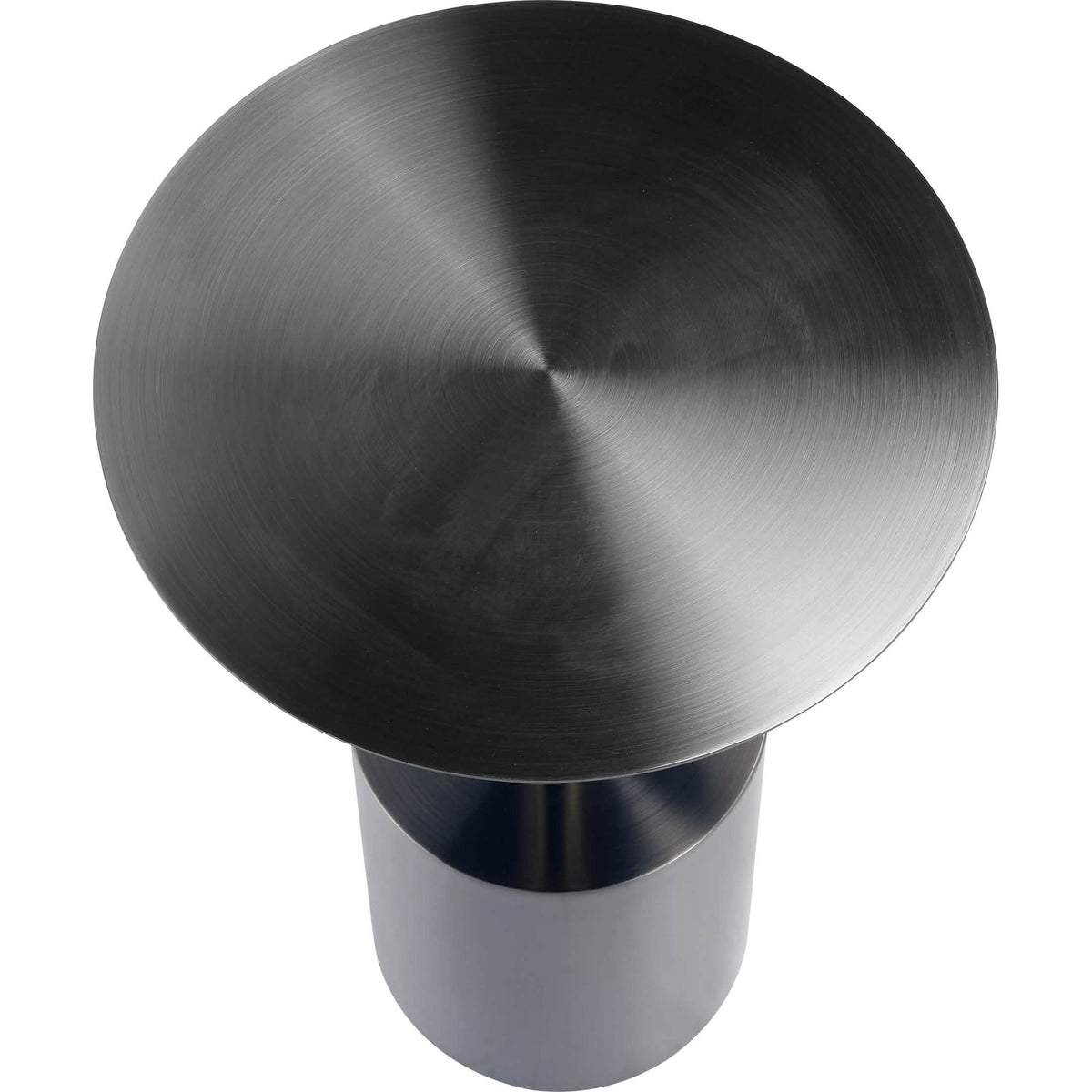 Malta Round Side Table Modern Accent End Table with Stainless Steel Pedestal Base Black Side Table LeisureMod