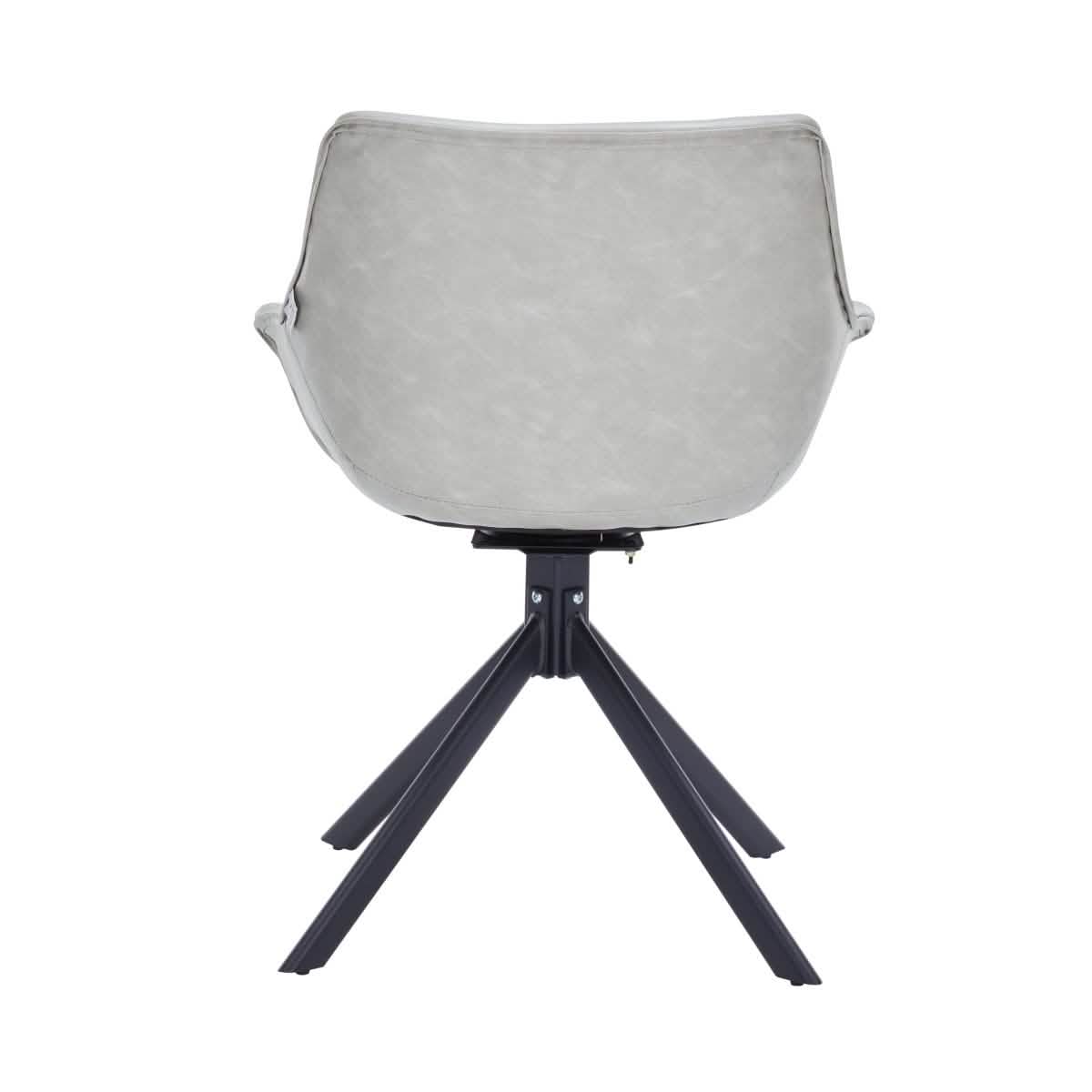 Markley Dining Chair Upholstered in Leather 360-Degree Swivel Armchair Light Grey Dining Chair Leisuremod