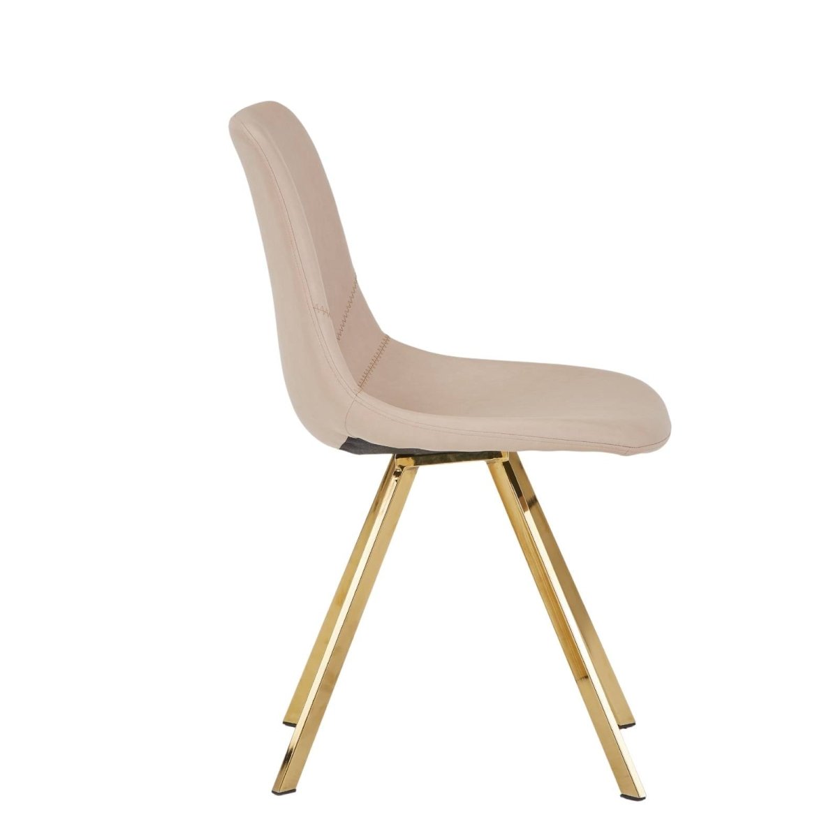 Markley Leather Dining Chair With Black/Gold Metal Legs Gold Taupe Dining Chair Leisuremod