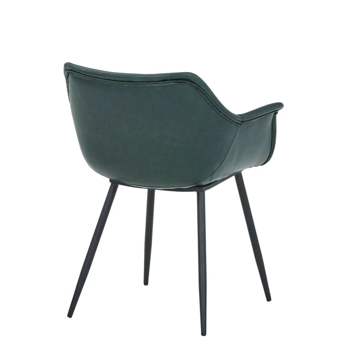 Markley Leather Dining Chair with Powder-Coated Iron Legs Grey CHAIR Leisuremod