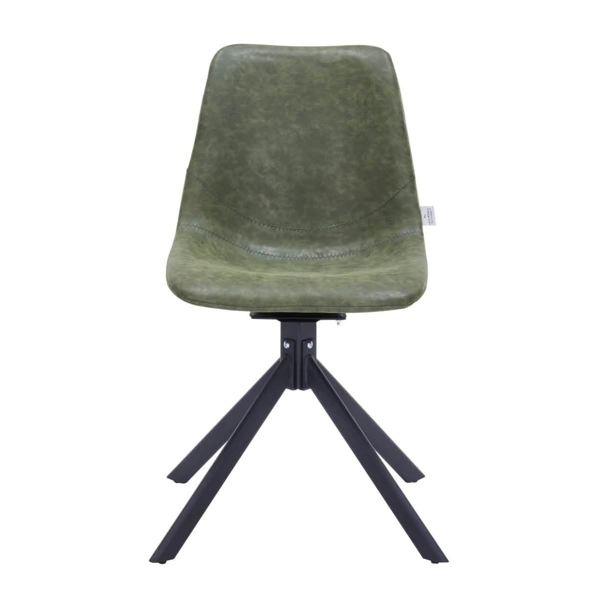 Markley Modern Leather Swival Dining Chair With Metal Legs Green Dining Chair Leisuremod