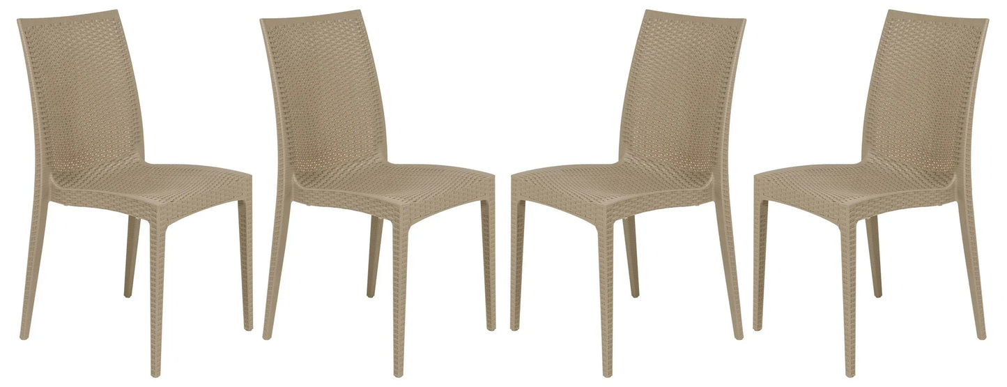 Mace Patio Outdoor Dining Chair with Weave Design in Polypropylene Set of 4 - Elax Furniture