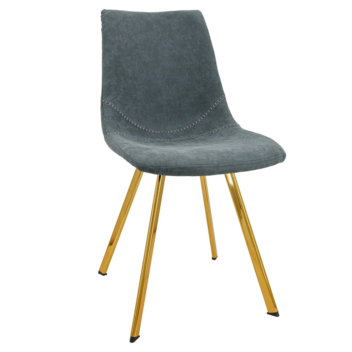 Markley Leather Dining Chair With Black/Gold Metal Legs (Open Box) - Elax Furniture