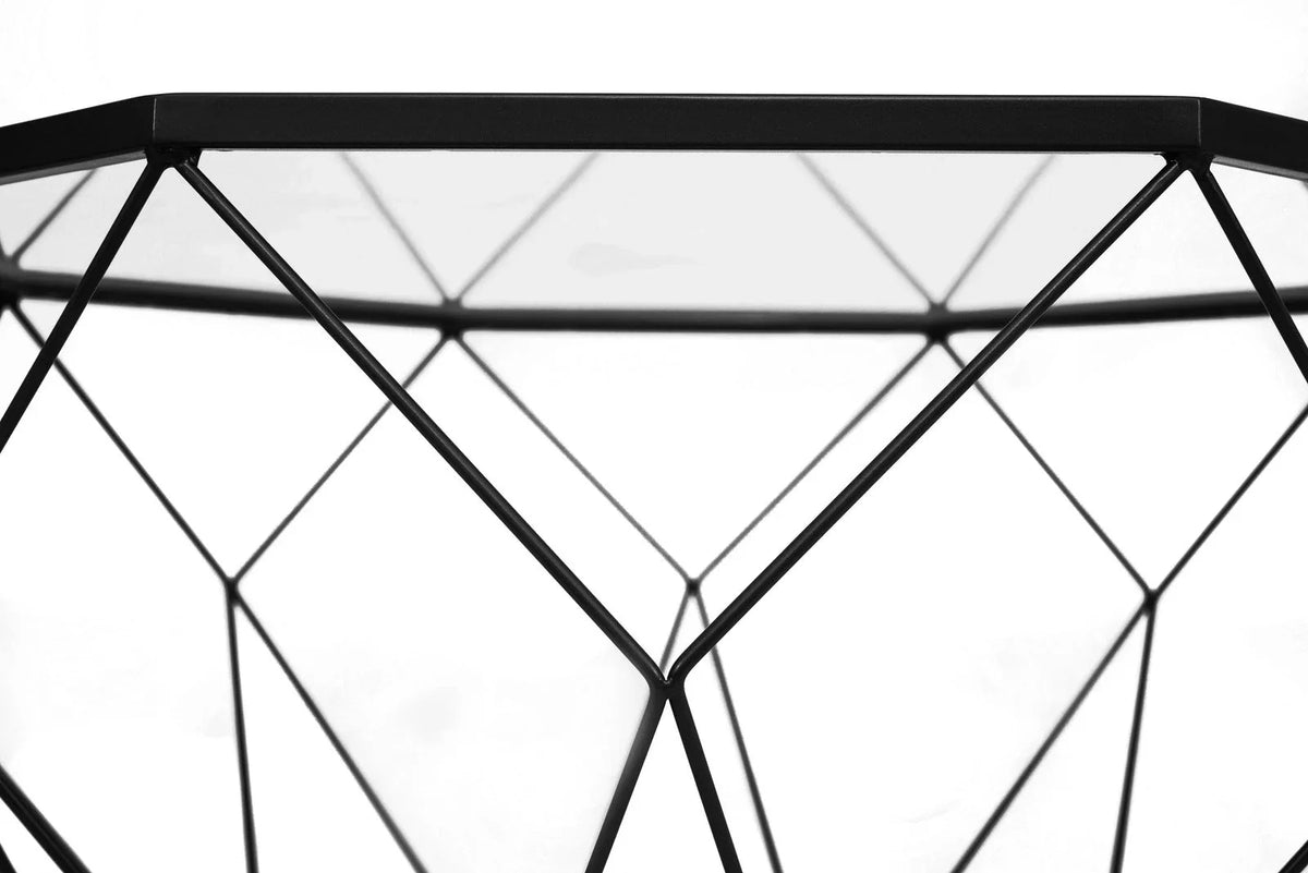 Malibu Octagon Glass Tabletop Coffee Table / End Table With Gold Metal Base - Elax Furniture