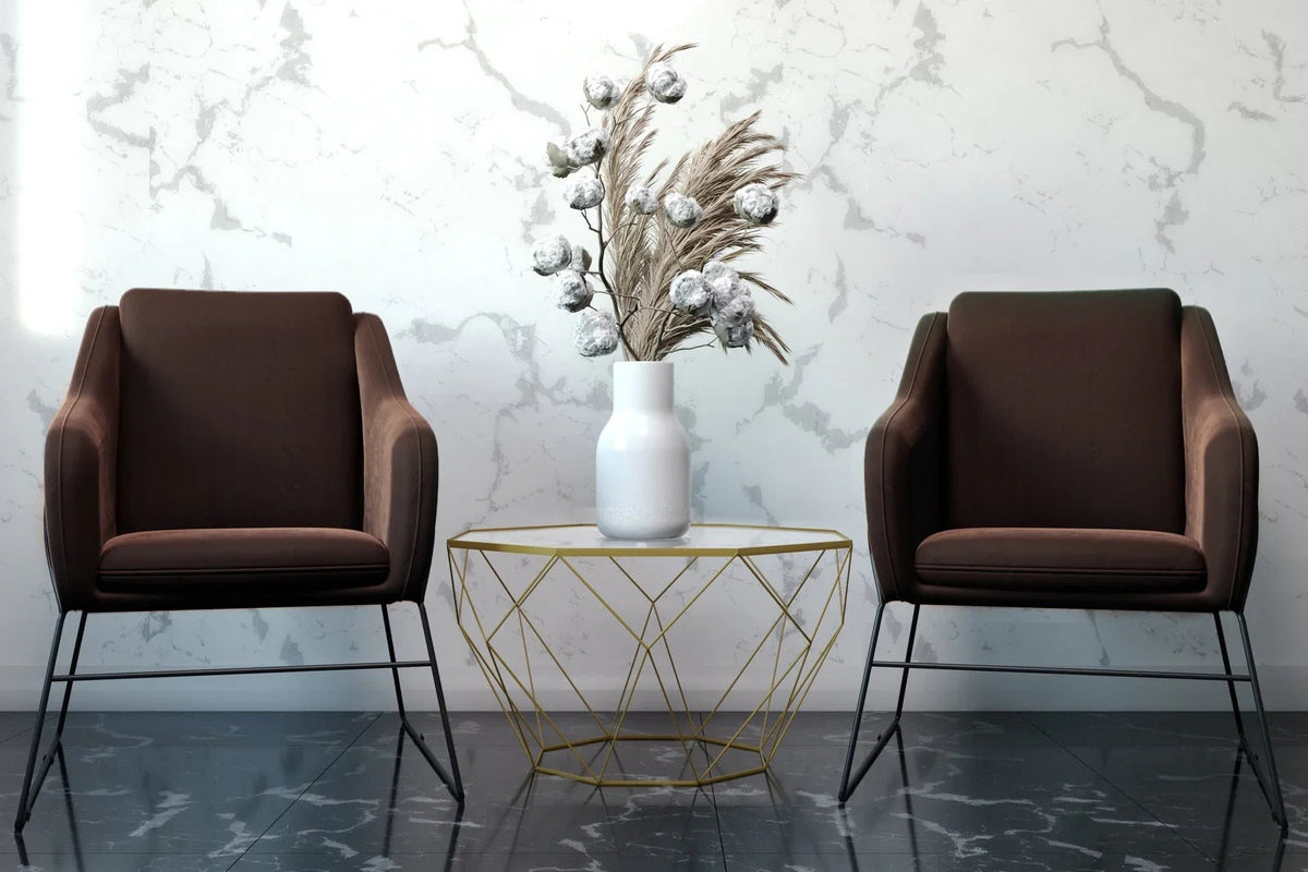 Malibu Octagon Glass Tabletop Coffee Table / End Table With Gold Metal Base - Elax Furniture
