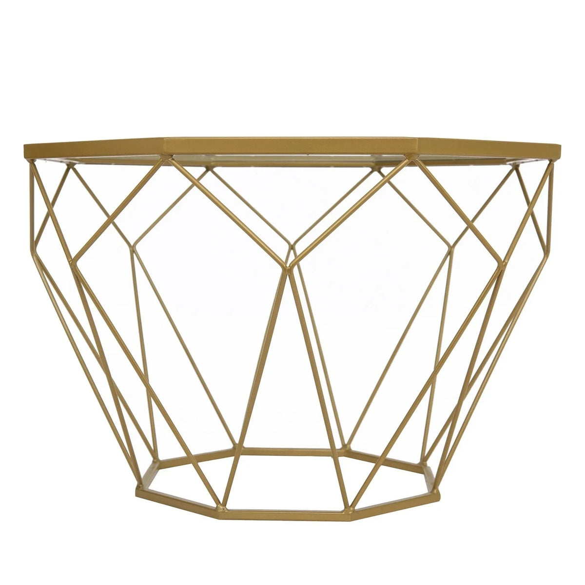 Malibu Octagon Glass Tabletop Coffee Table / End Table With Gold Metal Base - Elax Furniture