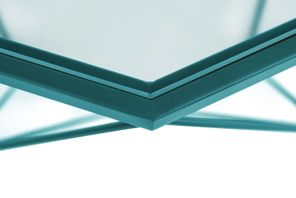 Malibu Modern Octagon Glass Top Coffee Table With Gold Metal Base - Elax Furniture