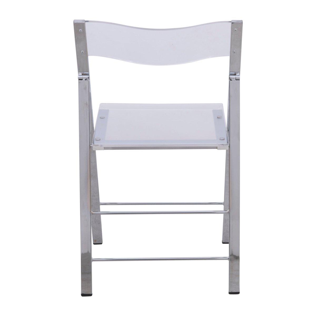 Menno Folding Dining Chair in Gold/Silver/Black Stainless Steel Frame and Base Silver Clear Dining Chair Leisuremod