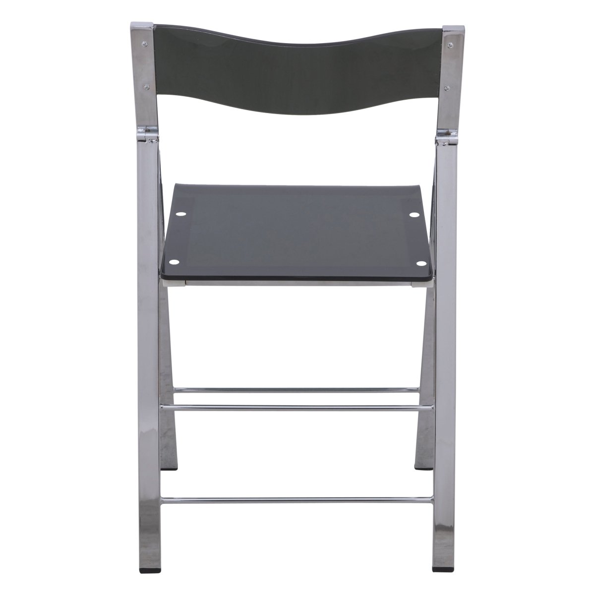 Menno Folding Dining Chair in Gold/Silver/Black Stainless Steel Frame and Base Silver Transparent Black Dining Chair Leisuremod