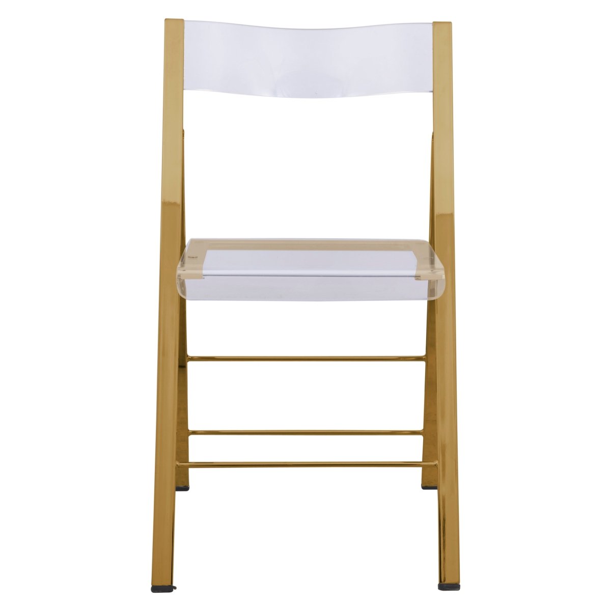 Menno Folding Dining Chair in Gold/Silver/Black Stainless Steel Frame and Base Gold Clear Dining Chair Leisuremod