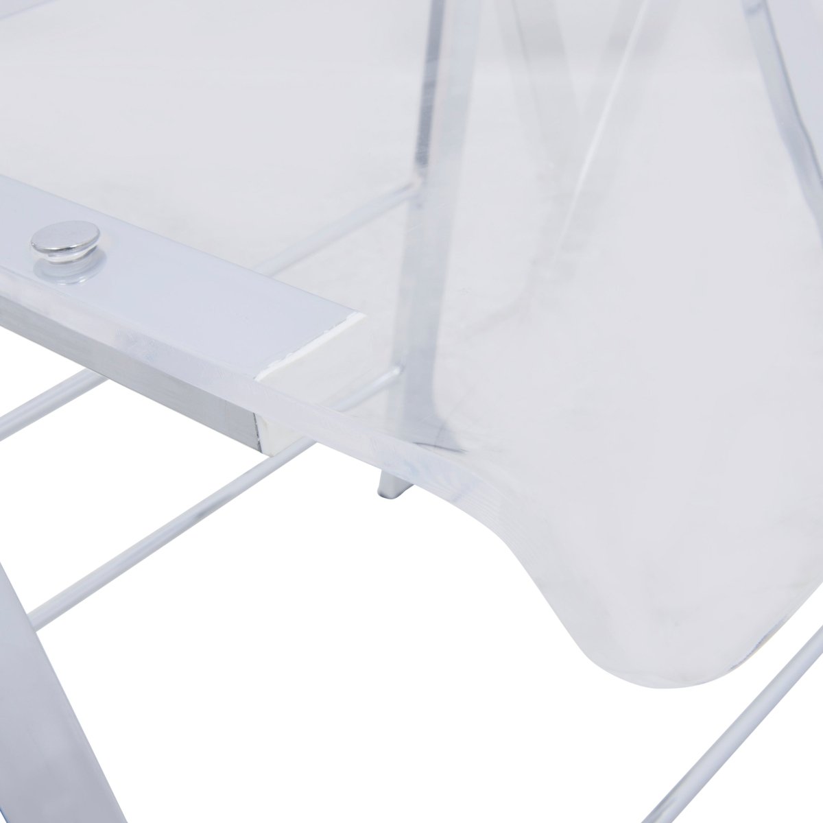 Menno Folding Dining Chair in Gold/Silver/Black Stainless Steel Frame and Base Silver Clear Dining Chair Leisuremod