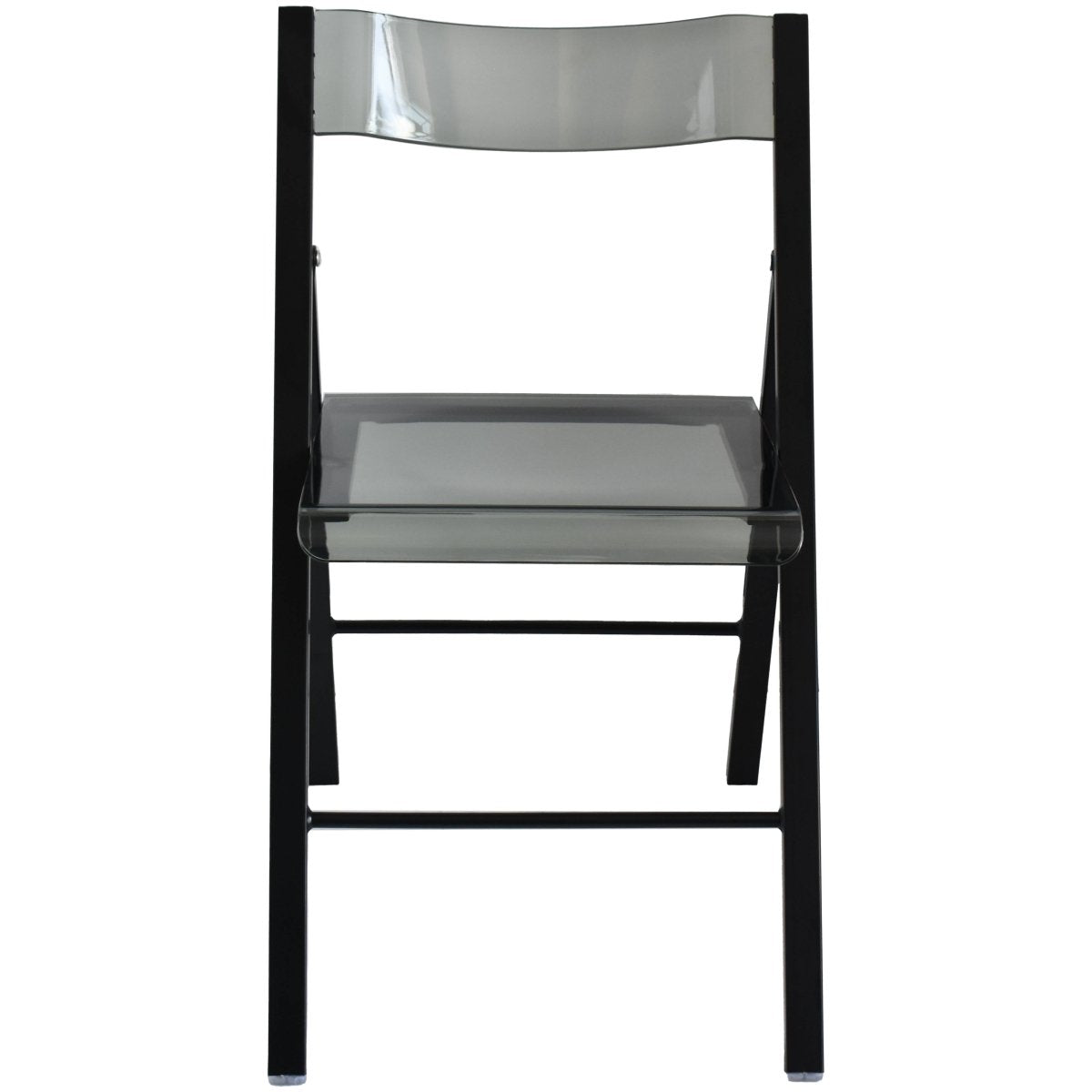 Menno Folding Dining Chair in Gold/Silver/Black Stainless Steel Frame and Base Black Transparent Black Dining Chair Leisuremod