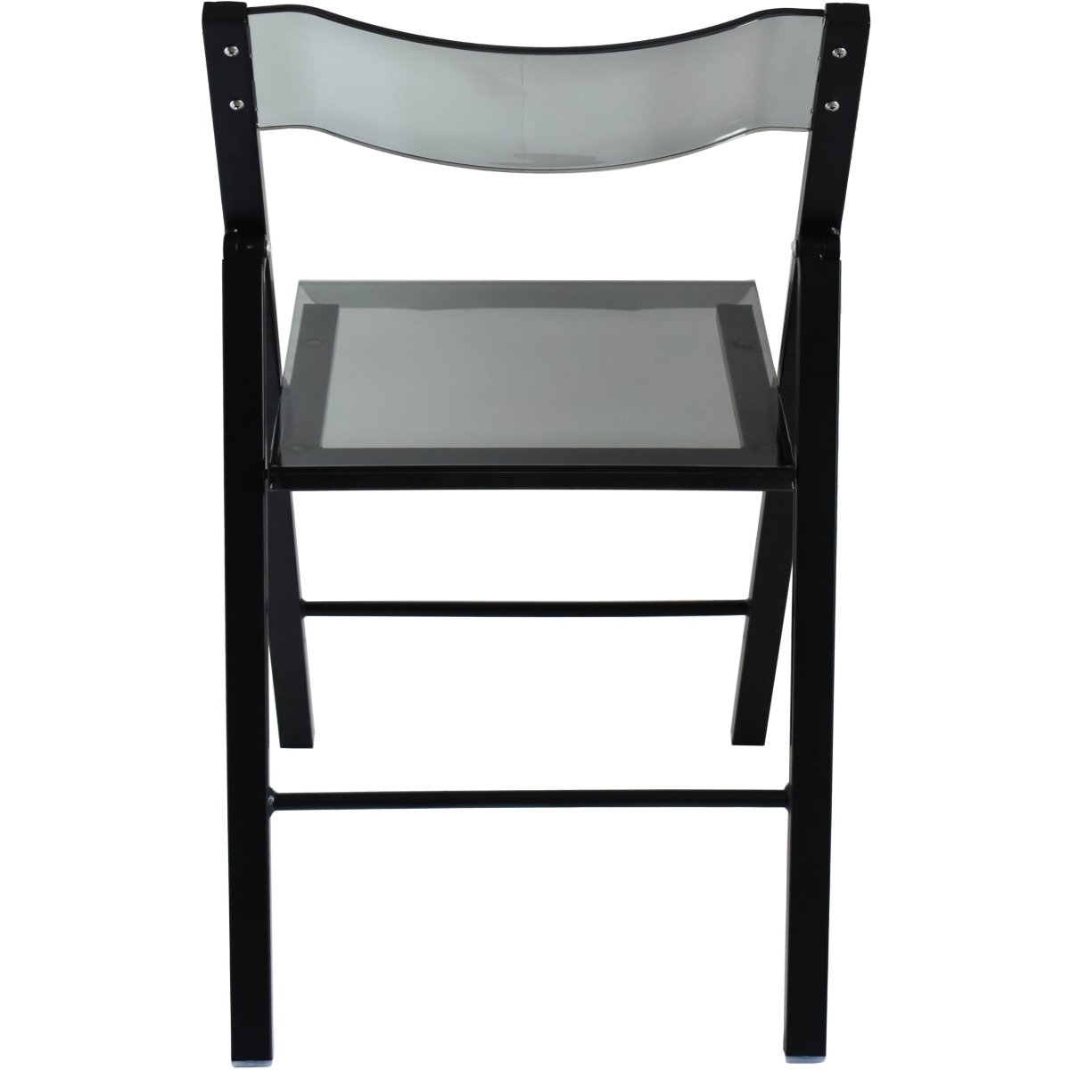 Menno Folding Dining Chair in Gold/Silver/Black Stainless Steel Frame and Base Black Transparent Black Dining Chair Leisuremod