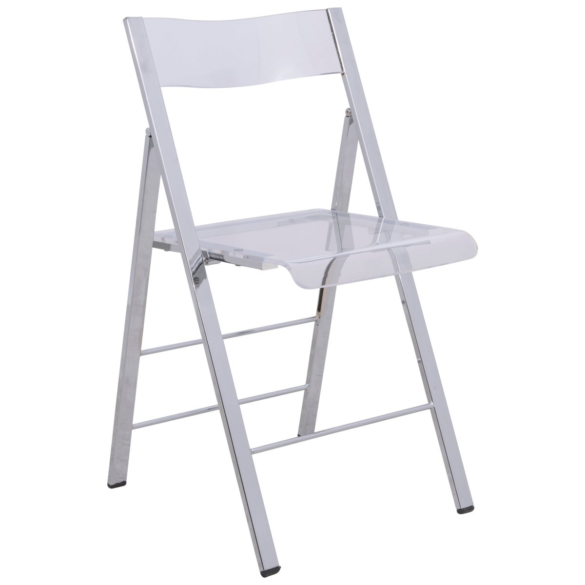 Menno Folding Dining Chair in Gold/Silver/Black Stainless Steel Frame and Base Silver Clear Dining Chair Leisuremod