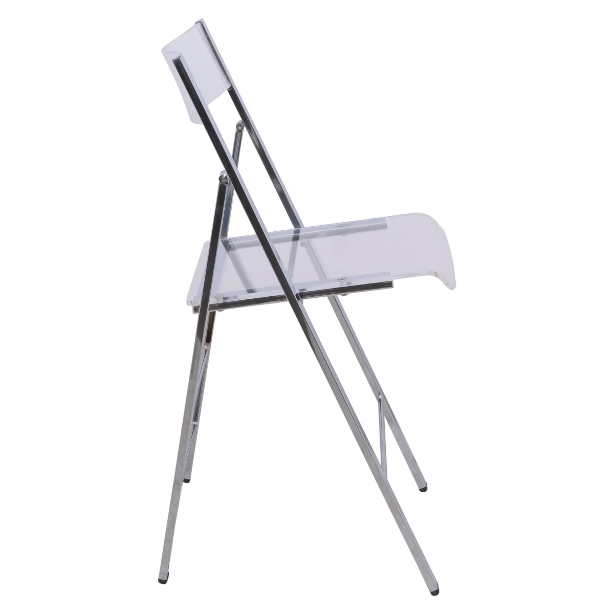 Menno Folding Dining Chair in Gold/Silver/Black Stainless Steel Frame and Base Silver Clear Dining Chair Leisuremod