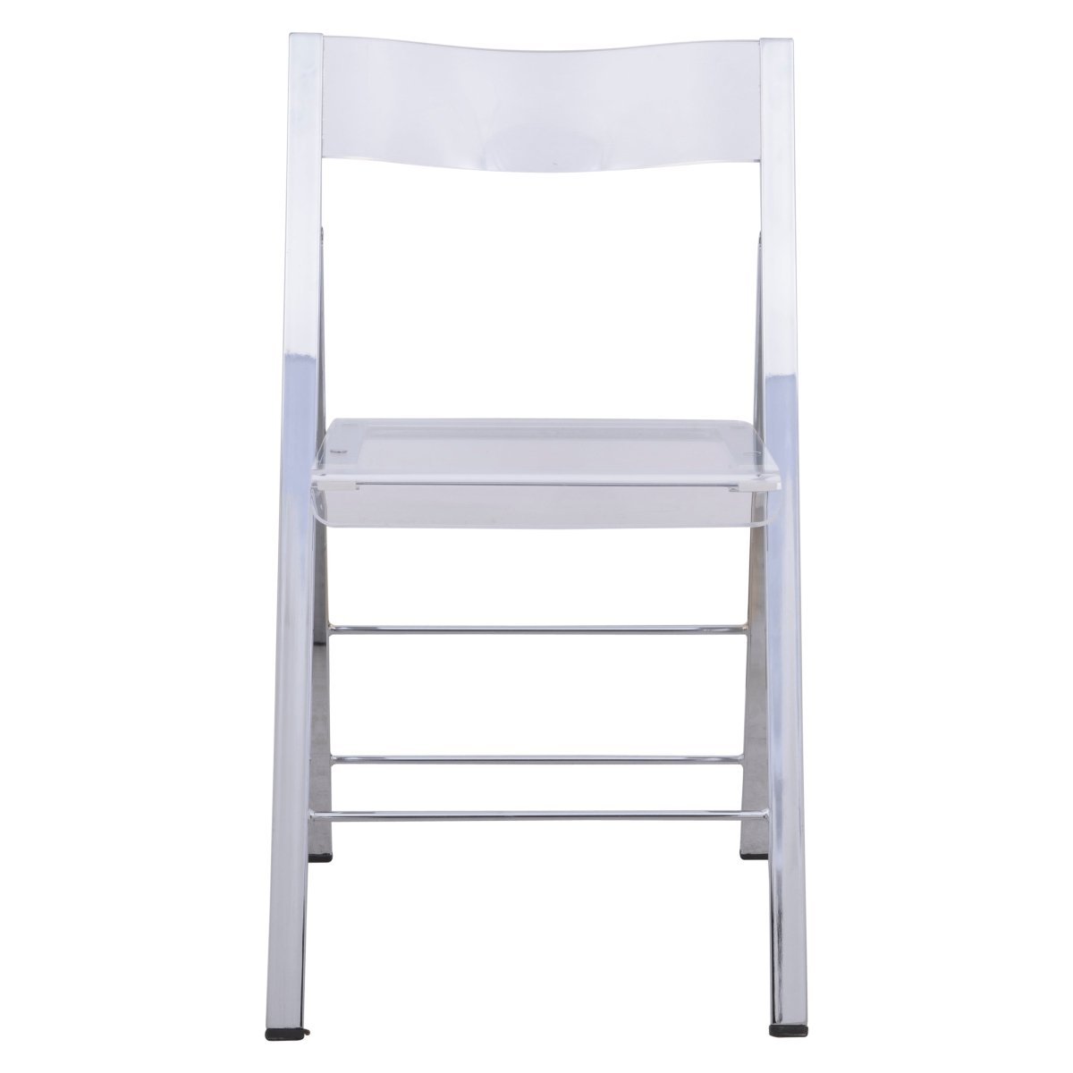 Menno Folding Dining Chair in Gold/Silver/Black Stainless Steel Frame and Base Silver Clear Dining Chair Leisuremod