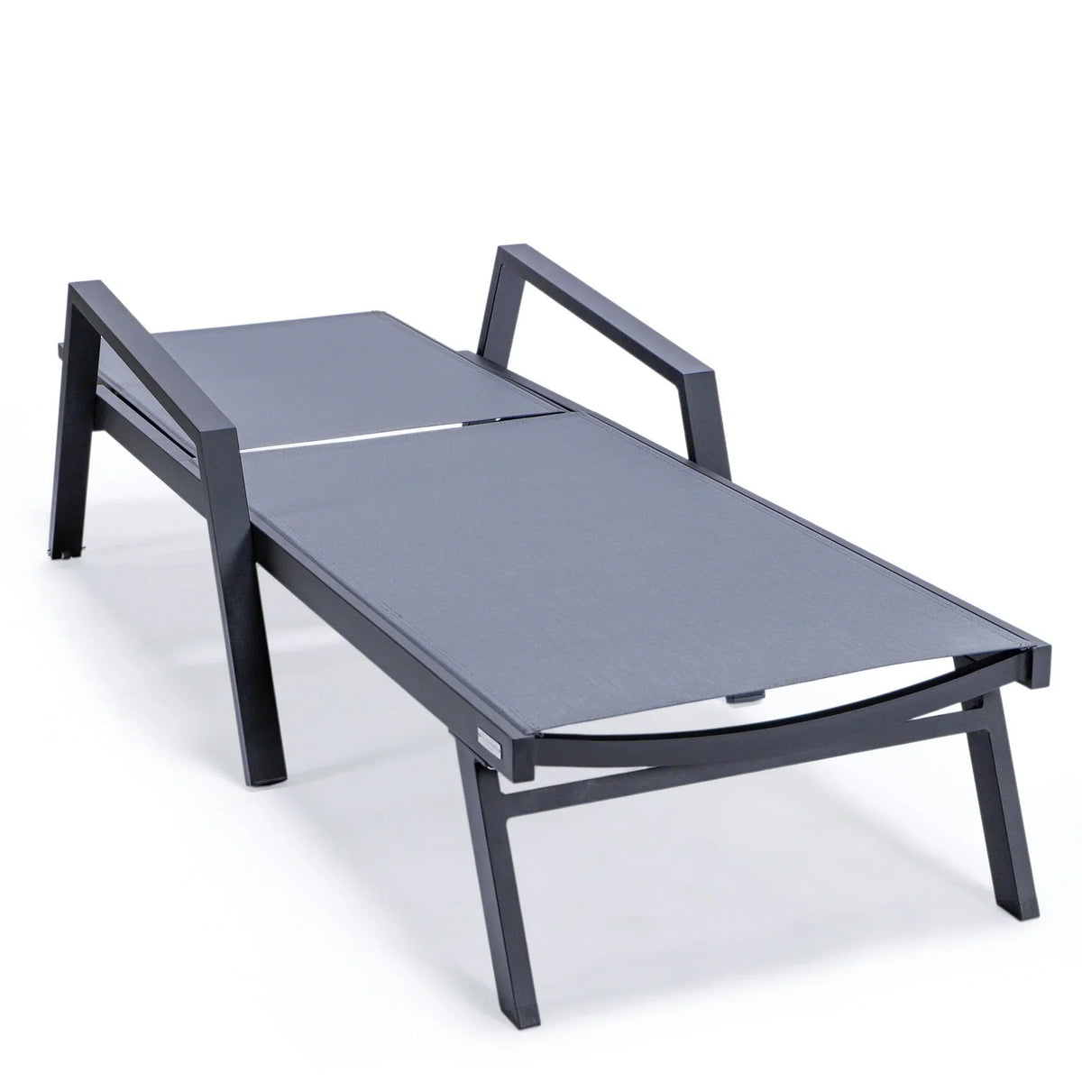 Marlin Patio Chaise Lounge Chair with Armrests in Black Aluminum Frame, Set of 2 - Elax Furniture