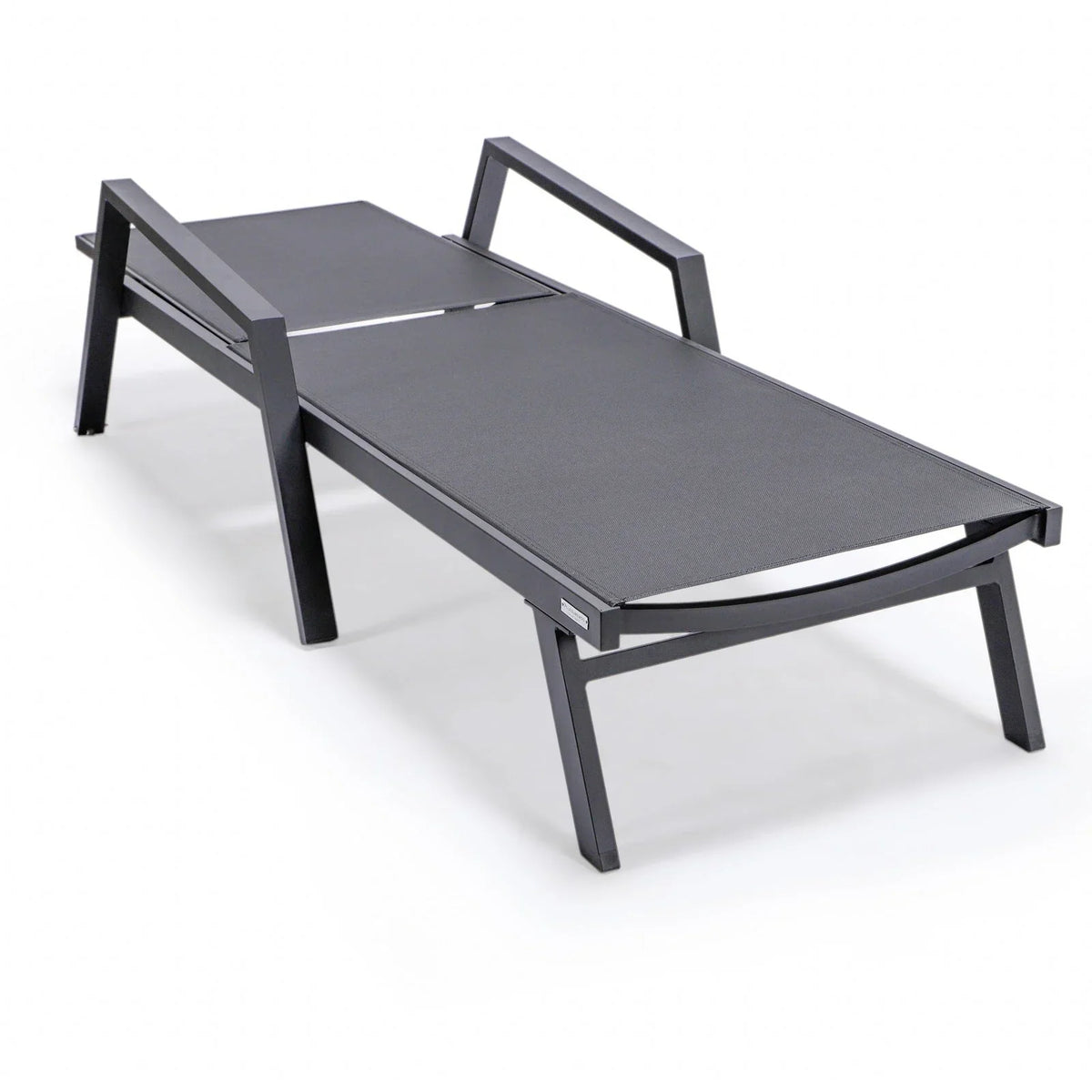 Marlin Modern Black Aluminum Outdoor Chaise Lounge Chair Set of 2 With Arms and Square Fire Pit Side Table for Patio - Elax Furniture