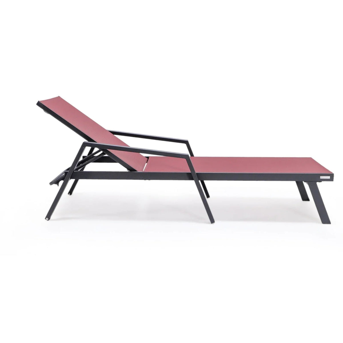 Marlin Modern Black Aluminum Outdoor Chaise Lounge Chair Set of 2 With Arms and Square Fire Pit Side Table for Patio - Elax Furniture