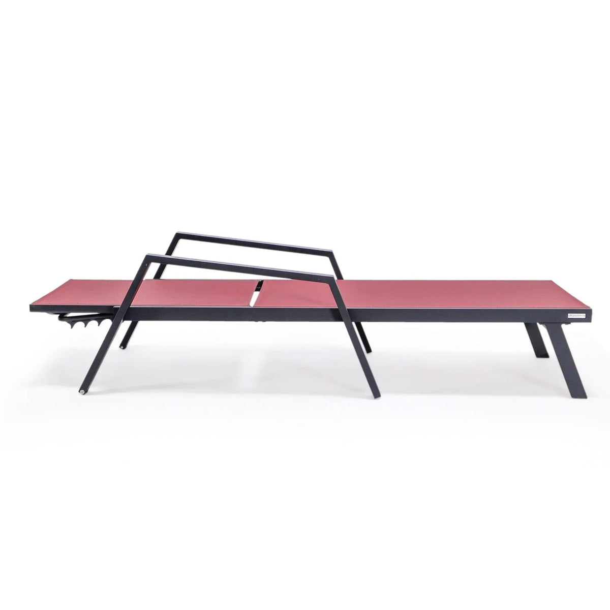 Marlin Modern Black Aluminum Outdoor Chaise Lounge Chair Set of 2 With Arms and Square Fire Pit Side Table for Patio - Elax Furniture