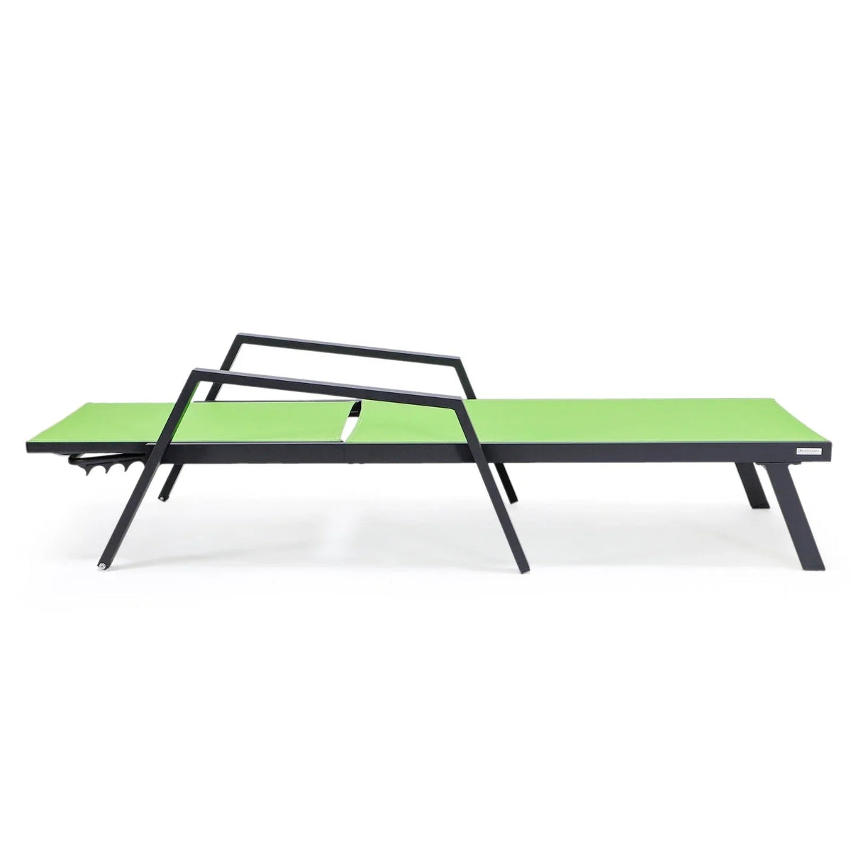 Marlin Modern Black Aluminum Outdoor Chaise Lounge Chair Set of 2 With Arms and Square Fire Pit Side Table for Patio - Elax Furniture