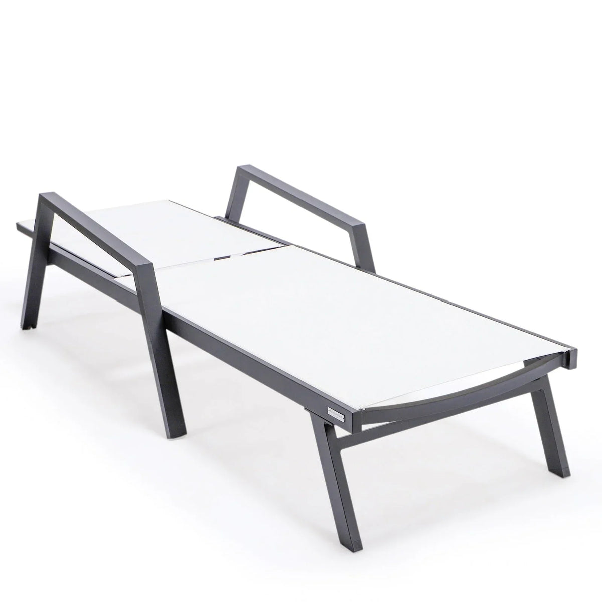 Marlin Modern Black Aluminum Outdoor Chaise Lounge Chair Set of 2 With Arms and Square Fire Pit Side Table for Patio - Elax Furniture