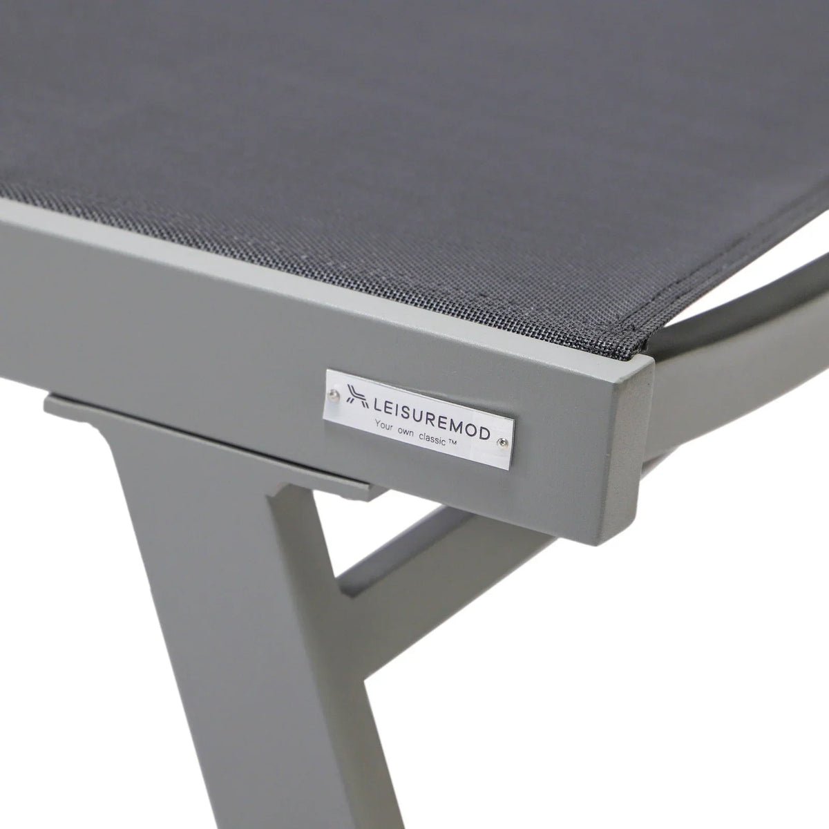 Marlin Patio Chaise Lounge Chair with Armrests in Grey Aluminum Frame, Set of 2 - Elax Furniture