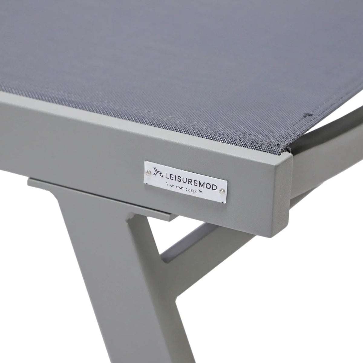 Marlin Patio Chaise Lounge Chair with Armrests in Grey Aluminum Frame, Set of 2 - Elax Furniture