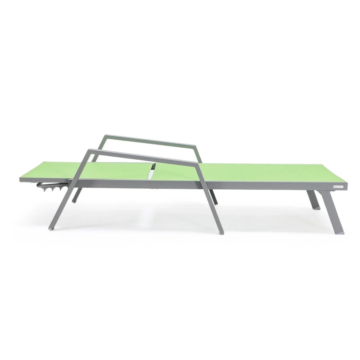 Marlin Patio Chaise Lounge Chair with Armrests in Grey Aluminum Frame, Set of 2 - Elax Furniture