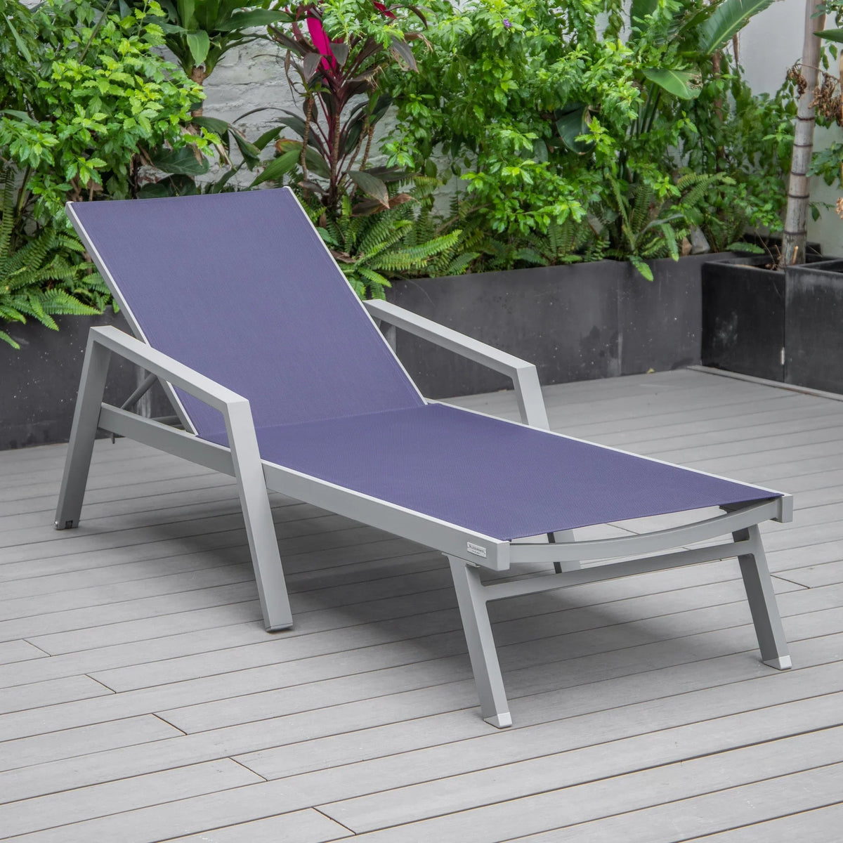 Marlin Aluminum Outdoor Chaise Lounge Chair with Sling Fabric Seat - Elax Furniture