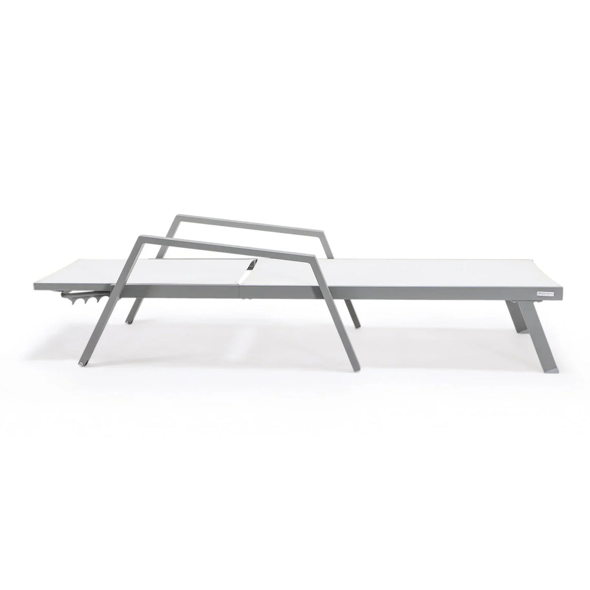Marlin Patio Chaise Lounge Chair with Armrests in Grey Aluminum Frame, Set of 2 - Elax Furniture