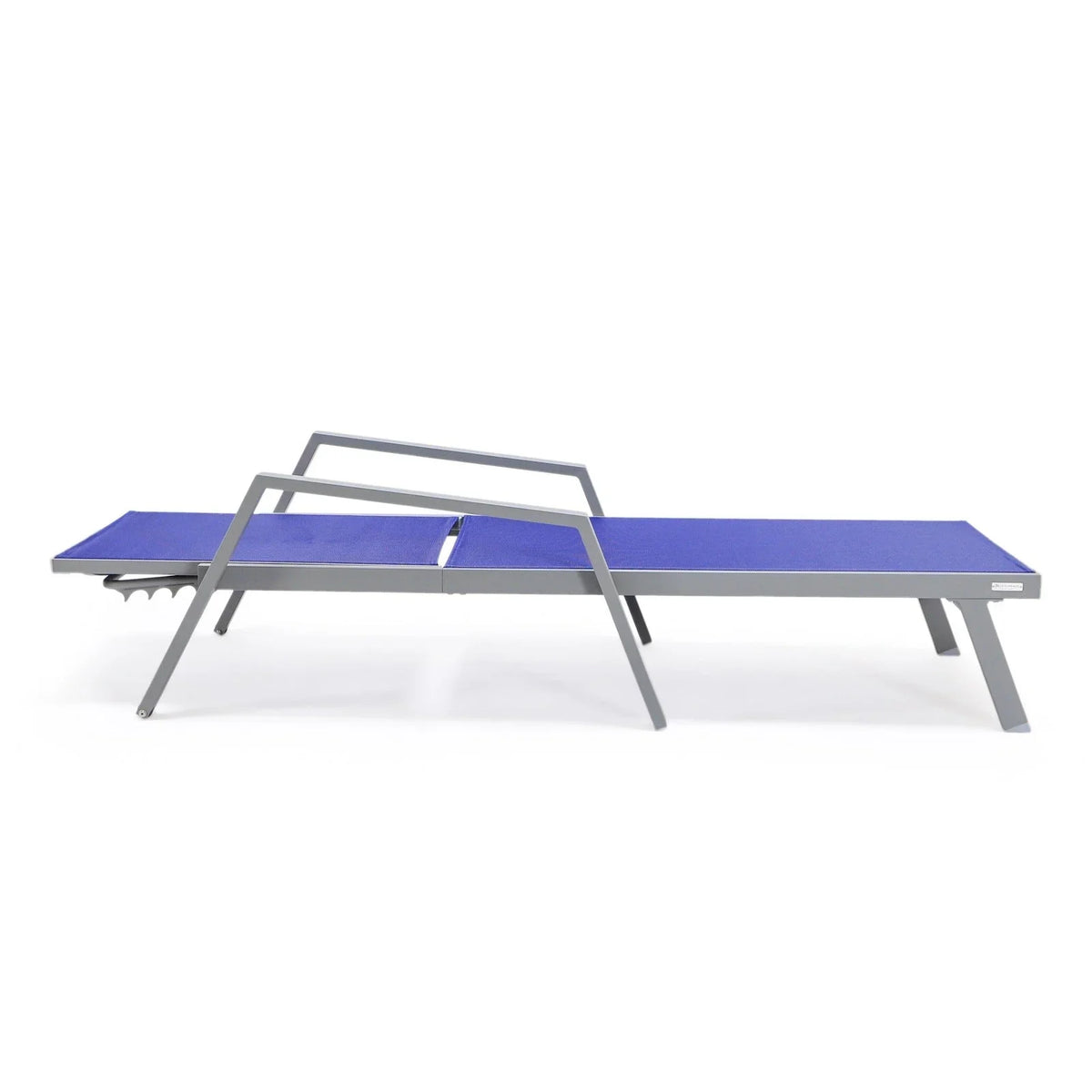 Marlin Modern Grey Aluminum Outdoor Chaise Lounge Chair Set of 2 With Arms and Square Fire Pit Side Table for Patio - Elax Furniture