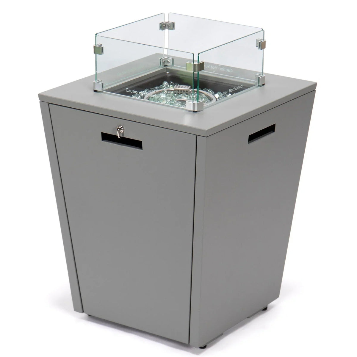 Marlin Modern Grey Aluminum Outdoor Chaise Lounge Chair Set of 2 With Arms and Square Fire Pit Side Table for Patio - Elax Furniture