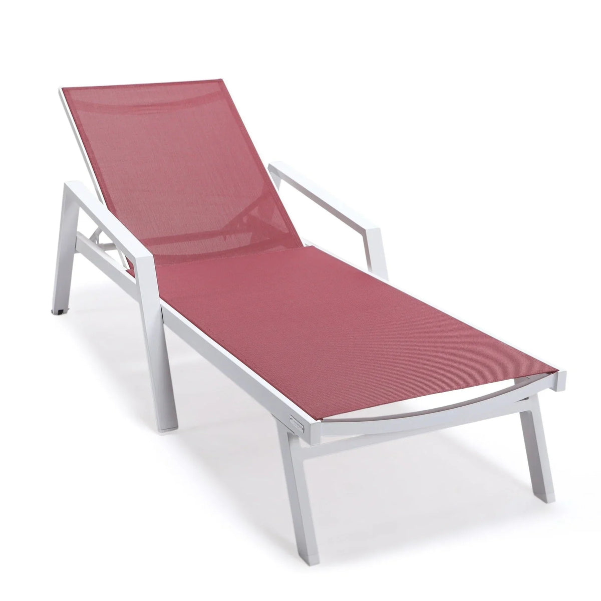 Marlin Patio Chaise Lounge Chair with Armrests in White Aluminum Frame, Set of 2 - Elax Furniture