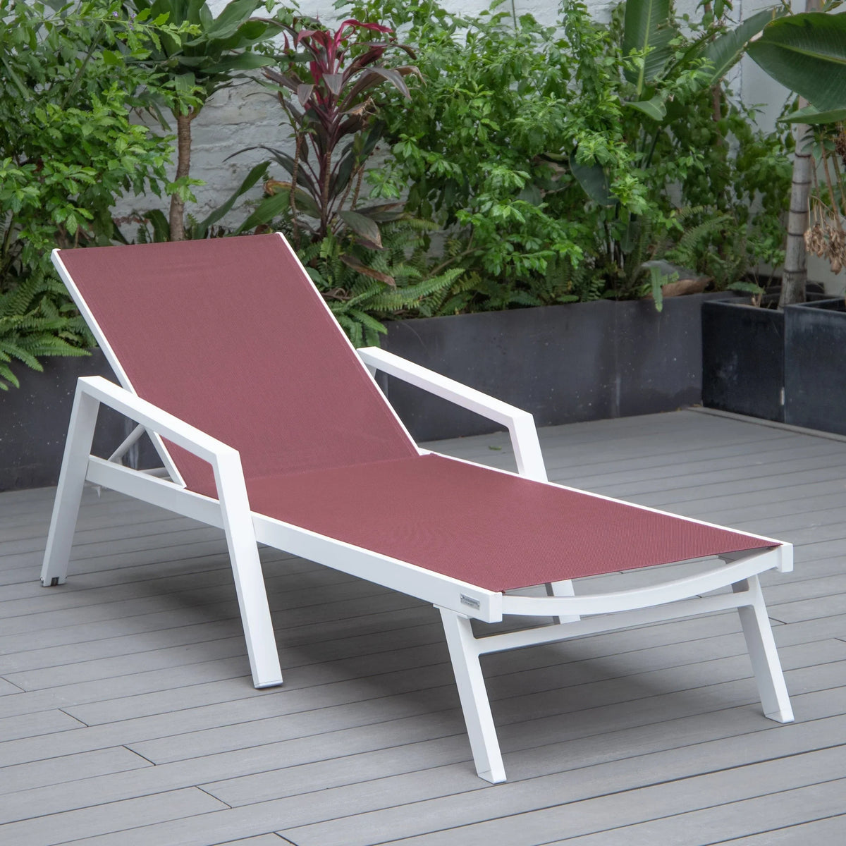 Marlin Aluminum Outdoor Chaise Lounge Chair with Sling Fabric Seat - Elax Furniture