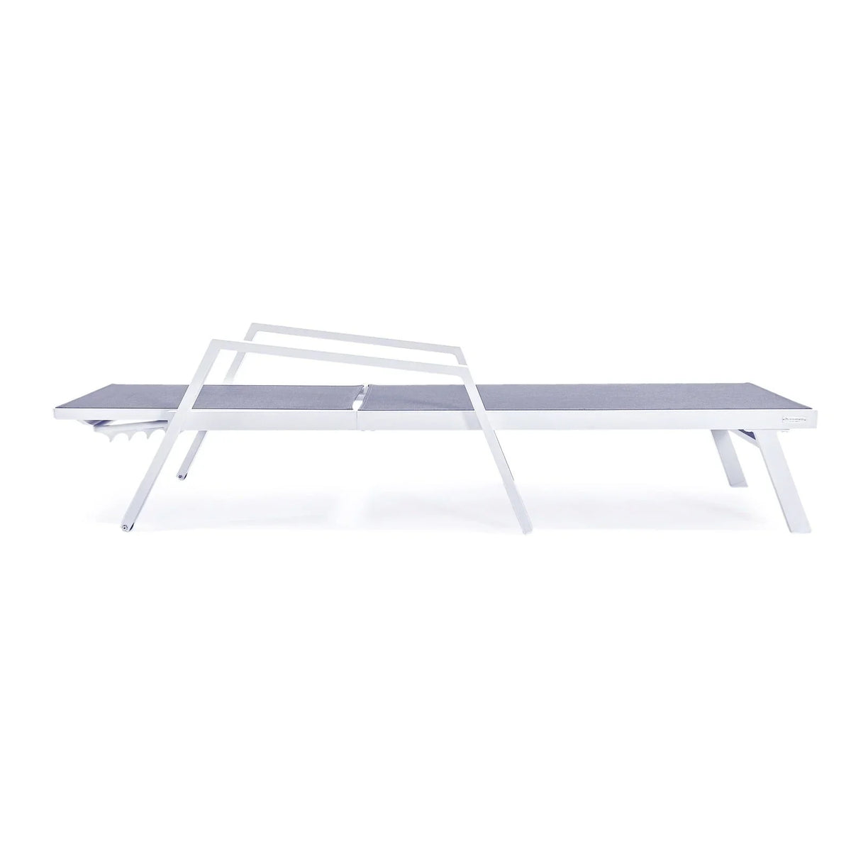 Marlin Patio Chaise Lounge Chair with Armrests in White Aluminum Frame, Set of 2 - Elax Furniture