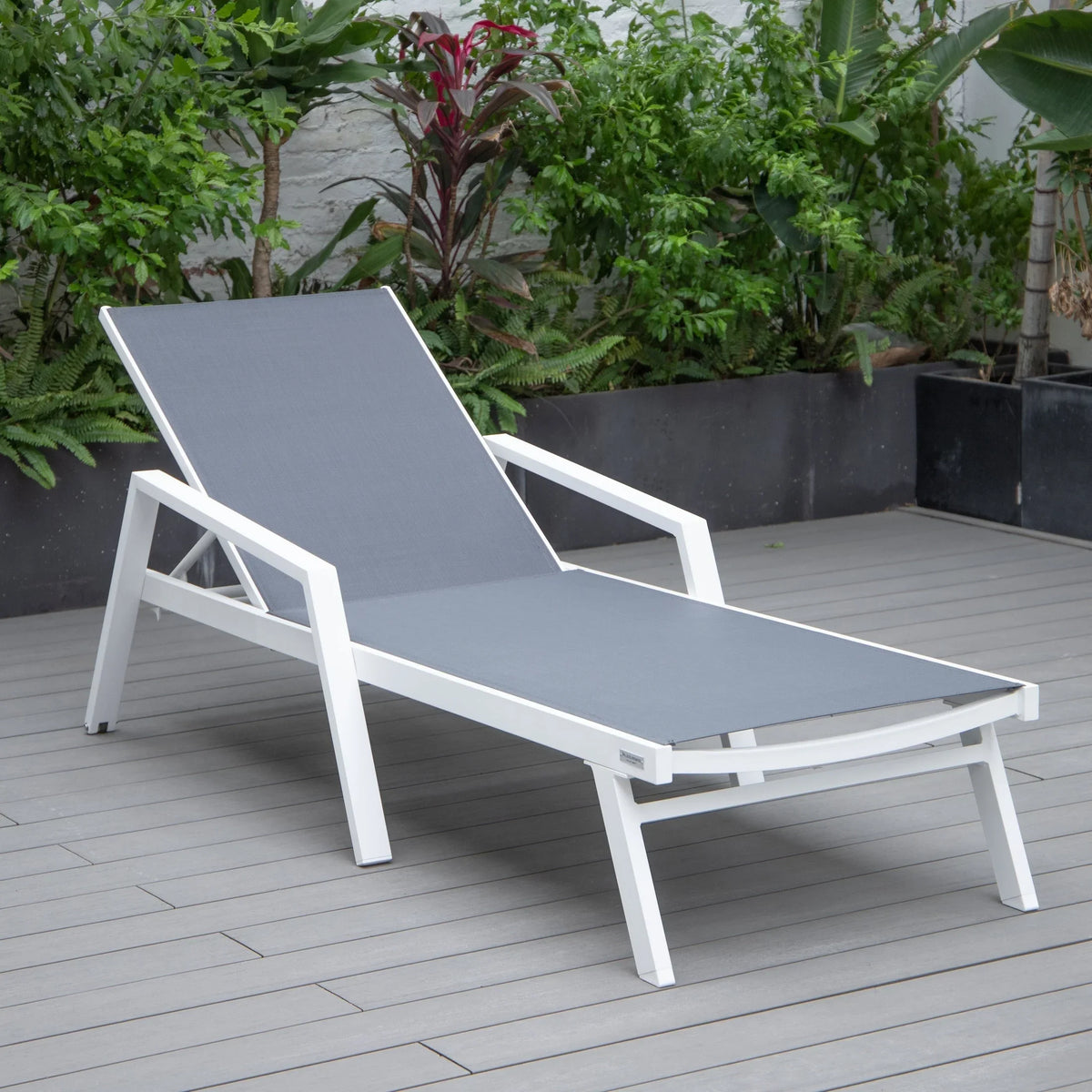 Marlin Aluminum Outdoor Chaise Lounge Chair with Sling Fabric Seat - Elax Furniture