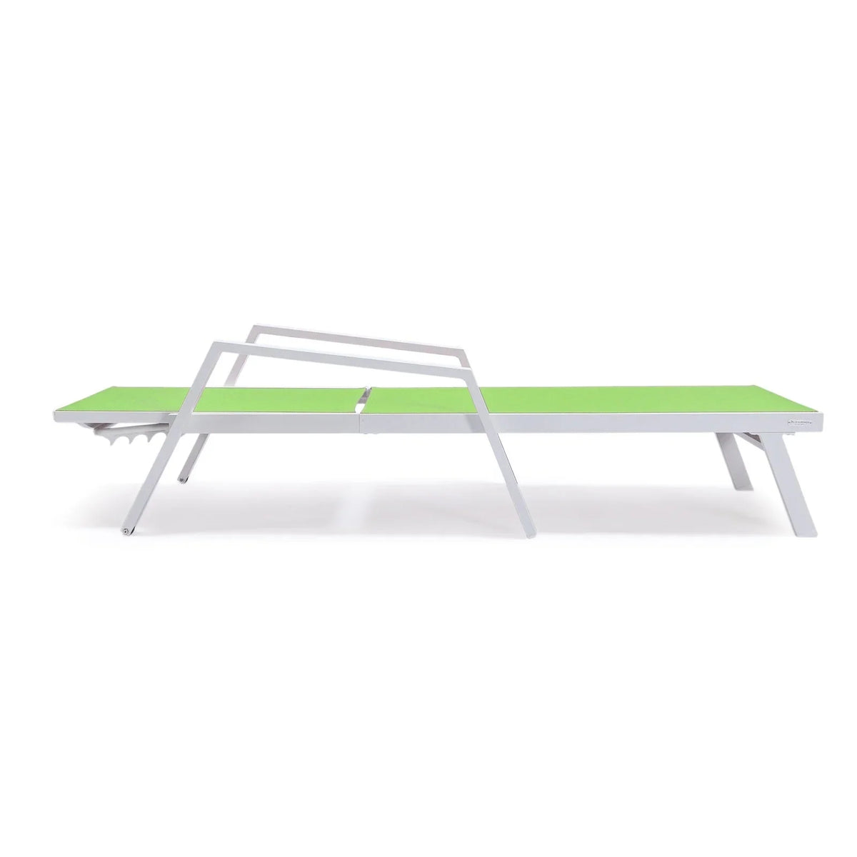 Marlin Patio Chaise Lounge Chair with Armrests in White Aluminum Frame, Set of 2 - Elax Furniture