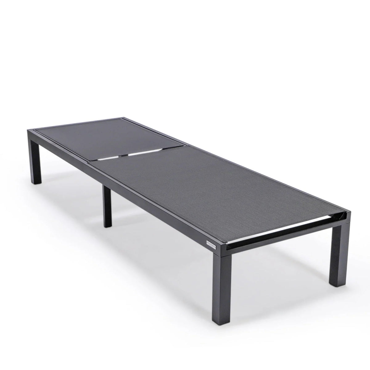 Marlin Modern Black Aluminum Outdoor Chaise Lounge Chair With Square Fire Pit Side Table Set of 2 - Elax Furniture