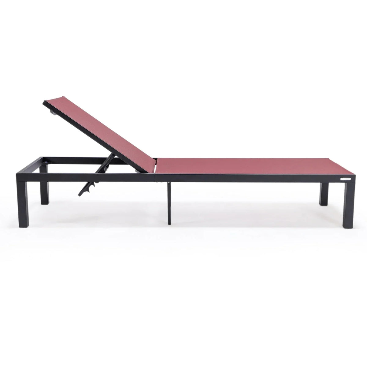 Marlin Modern Black Aluminum Outdoor Chaise Lounge Chair With Square Fire Pit Side Table Set of 2 - Elax Furniture