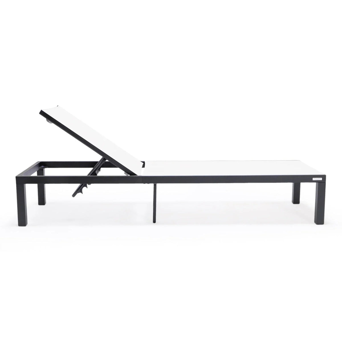 Marlin Modern Black Aluminum Outdoor Chaise Lounge Chair With Square Fire Pit Side Table Set of 2 - Elax Furniture