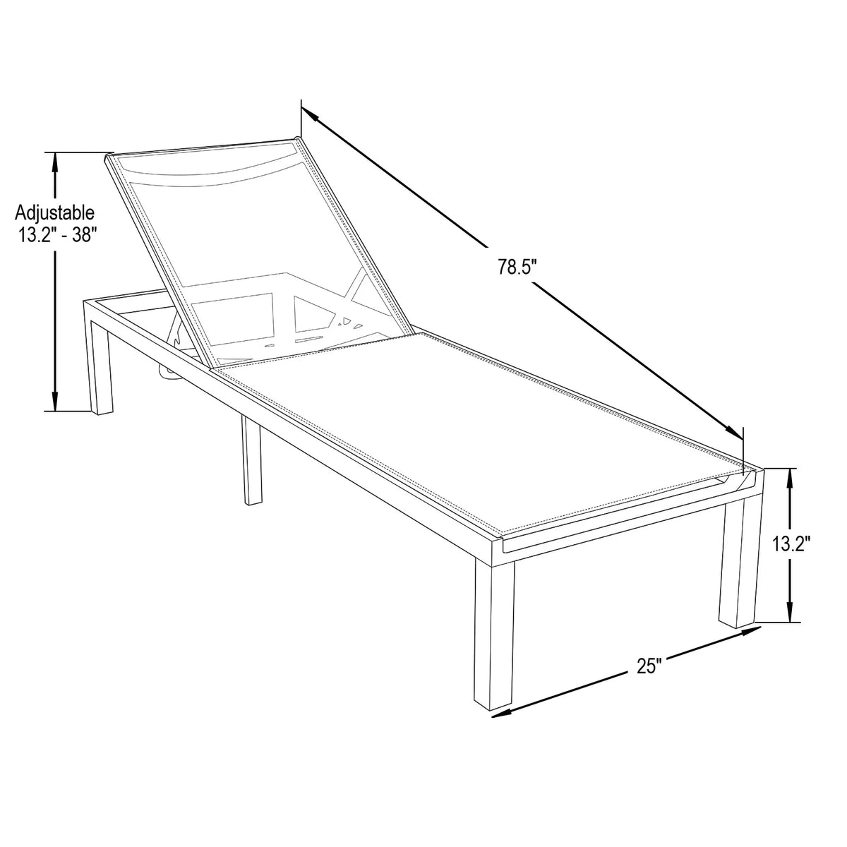 Marlin Patio Chaise Lounge Chair with Grey Aluminum Frame, Set of 2 - Elax Furniture