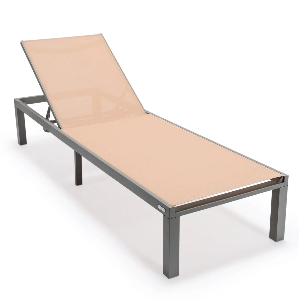 Marlin Modern Gray Aluminum Outdoor Chaise Lounge Chair With Square Fire Pit Side Table Set of 2 - Elax Furniture