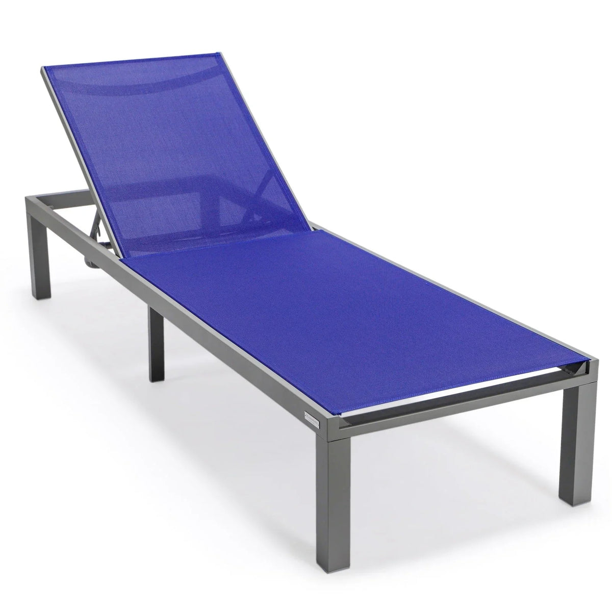 Marlin Modern Gray Aluminum Outdoor Chaise Lounge Chair With Square Fire Pit Side Table Set of 2 - Elax Furniture