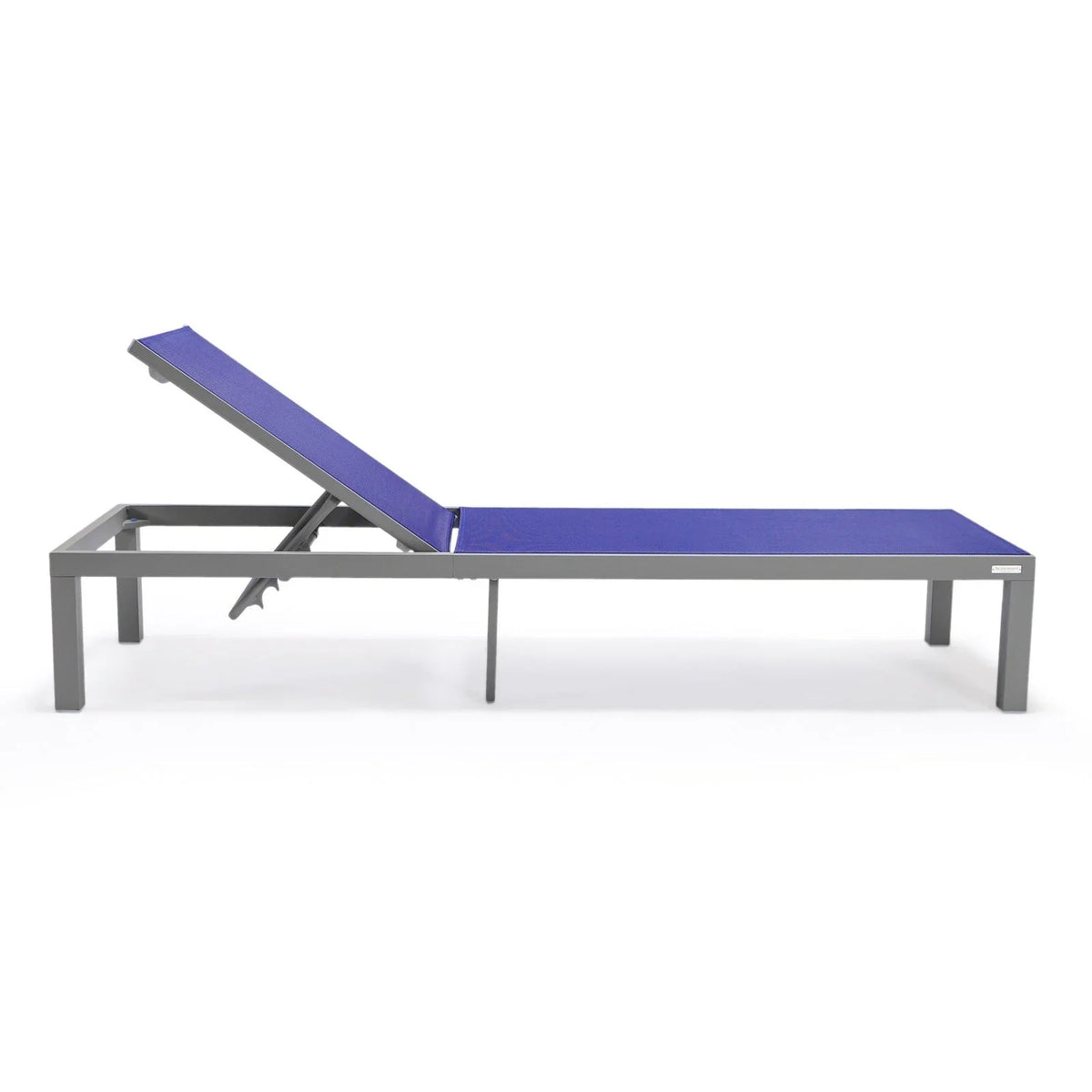Marlin Modern Gray Aluminum Outdoor Chaise Lounge Chair With Square Fire Pit Side Table Set of 2 - Elax Furniture