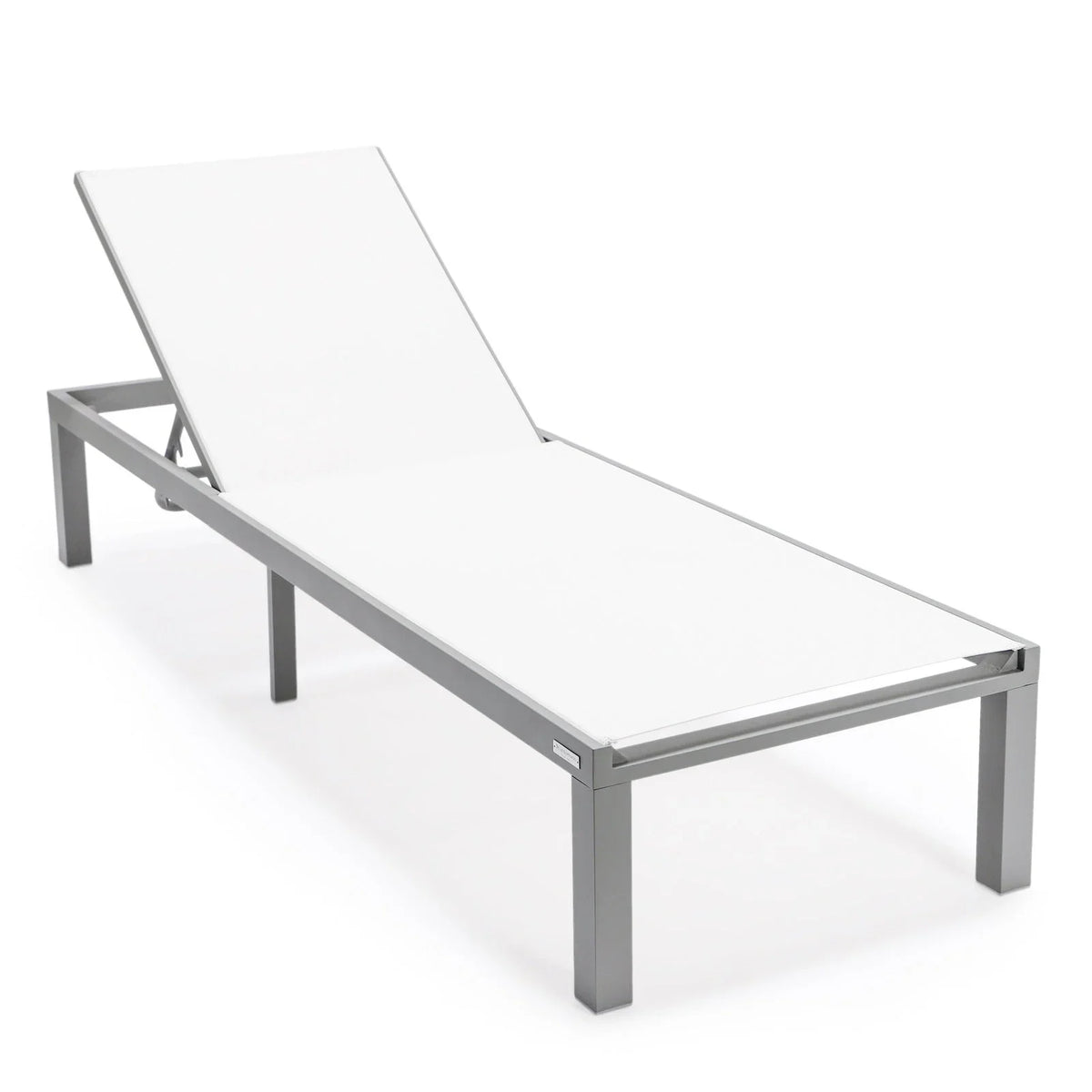 Marlin Modern Gray Aluminum Outdoor Chaise Lounge Chair With Square Fire Pit Side Table Set of 2 - Elax Furniture