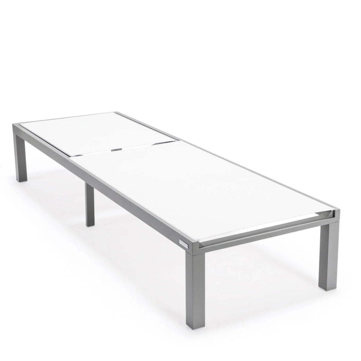 Marlin Modern Gray Aluminum Outdoor Chaise Lounge Chair With Square Fire Pit Side Table Set of 2 - Elax Furniture