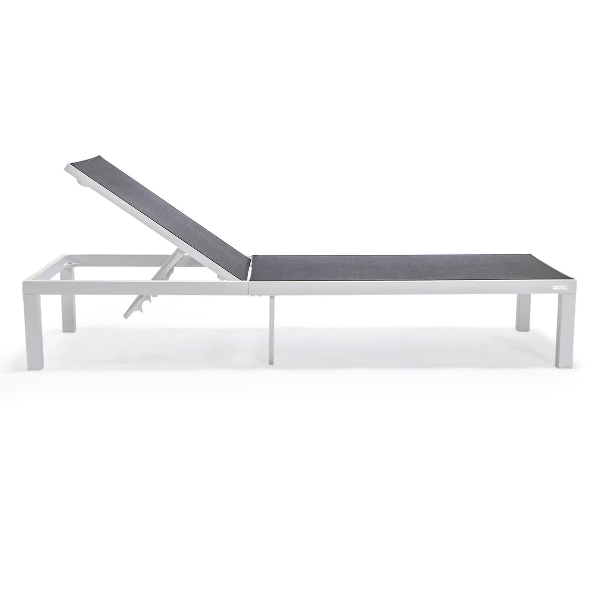 Marlin Modern White Aluminum Outdoor Chaise Lounge Chair With Square Fire Pit Side Table Set of 2 - Elax Furniture